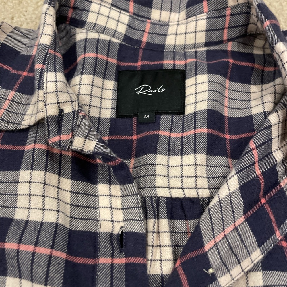Euc Rails Flannel Puff Sleeved Button Down Shirt M - image 2